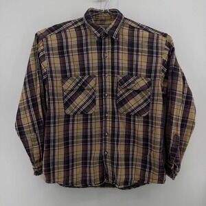 Anchor Blue WKWR Workwear Shirt Mens M Plaid Cotton Tan Blue Flannel Style 738
